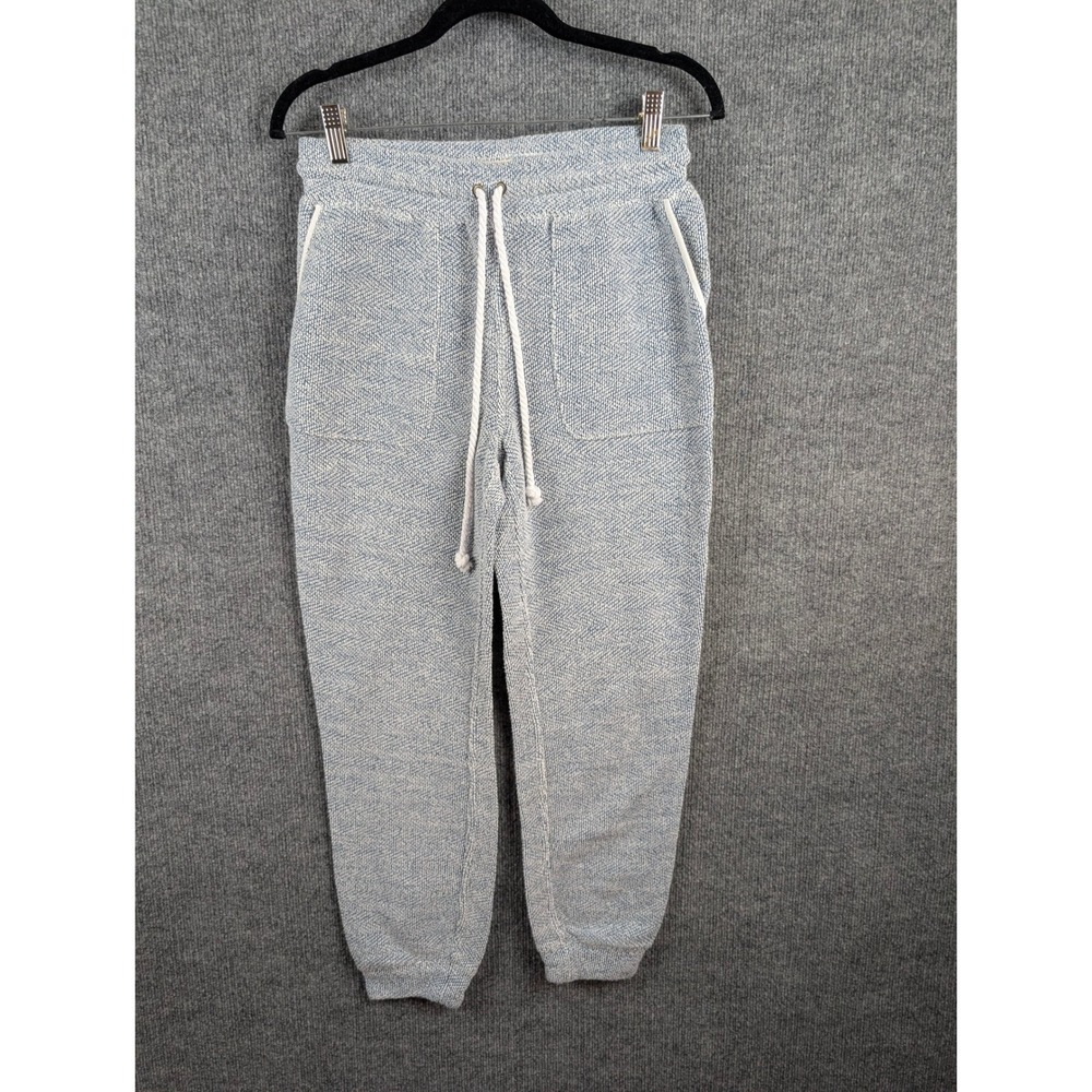 Faherty Women 6 Joggers Whitewater Sweatpants Blue White Textured Beachy Coastal